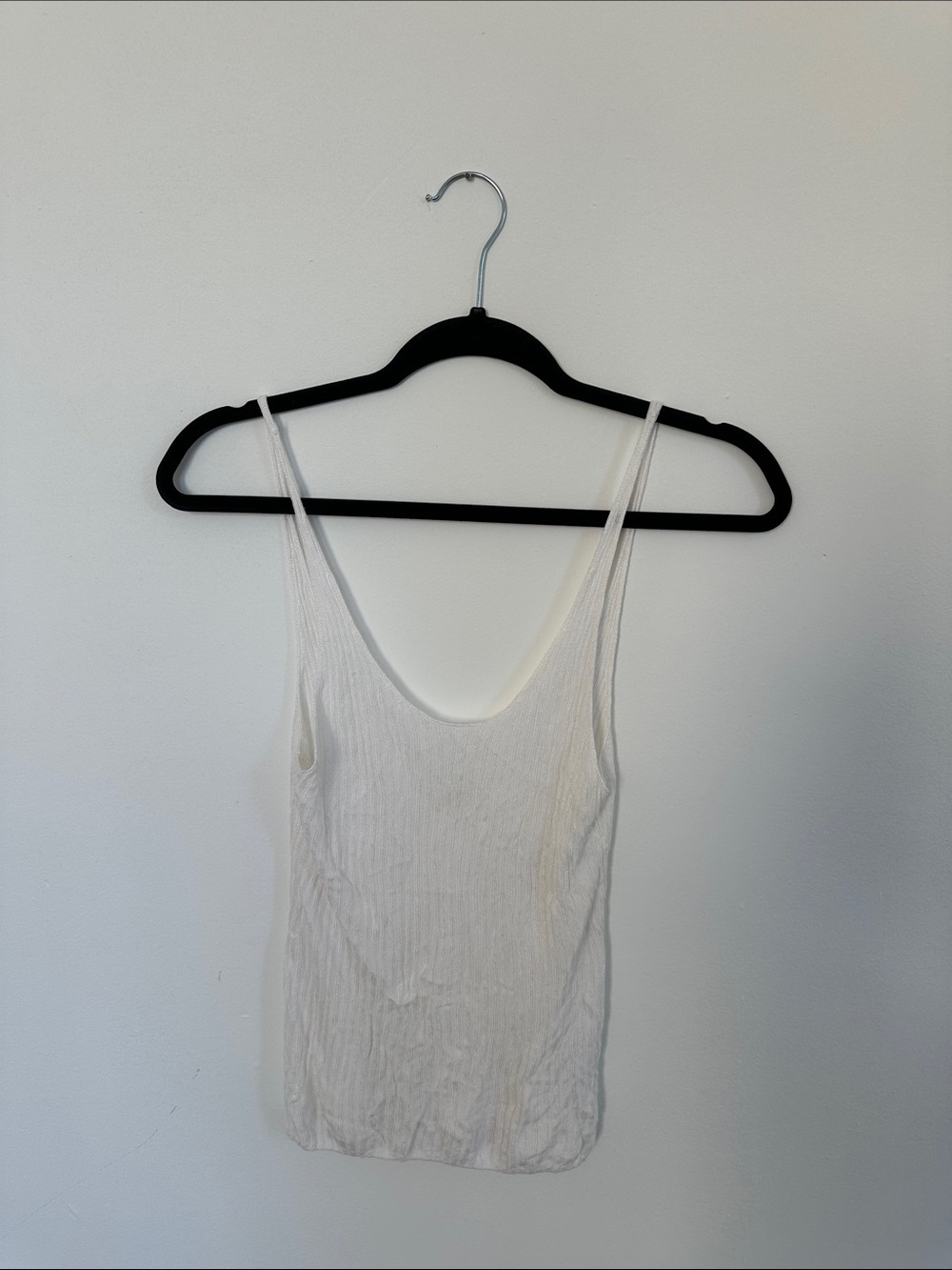 Free People White Ribbed Scoop Camisole